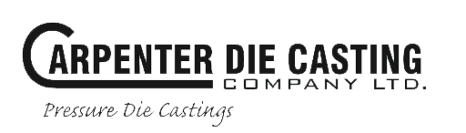 Carpenter Die Casting Logo of Carpenter Die Casting Company Ltd. featuring the tagline "Pressure Die Castings" beneath the Carpenter Die Casting name.